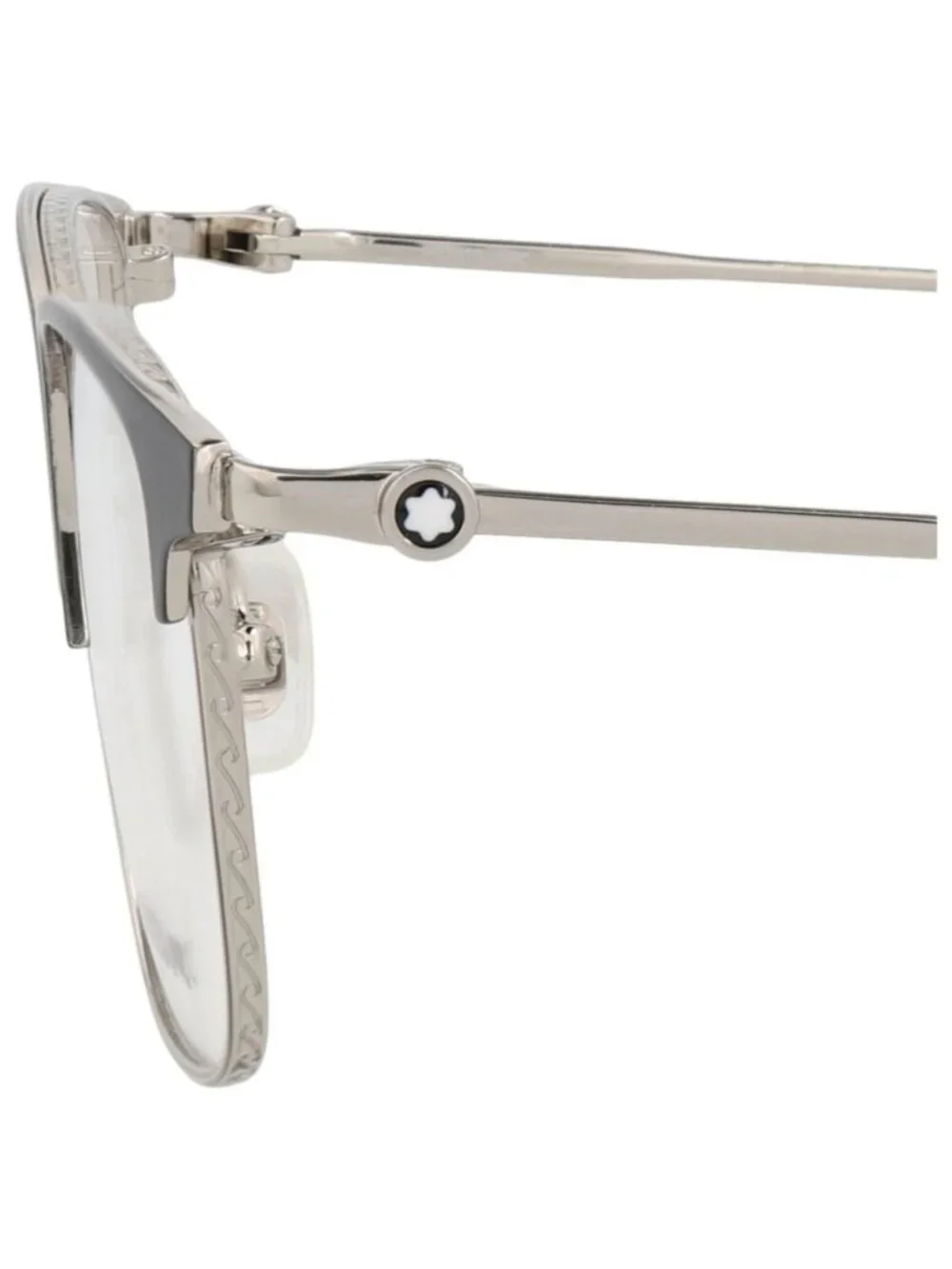 New Montblanc Women's Eyeglasses Square Rectangle Metal Frame Mens Silver Silver